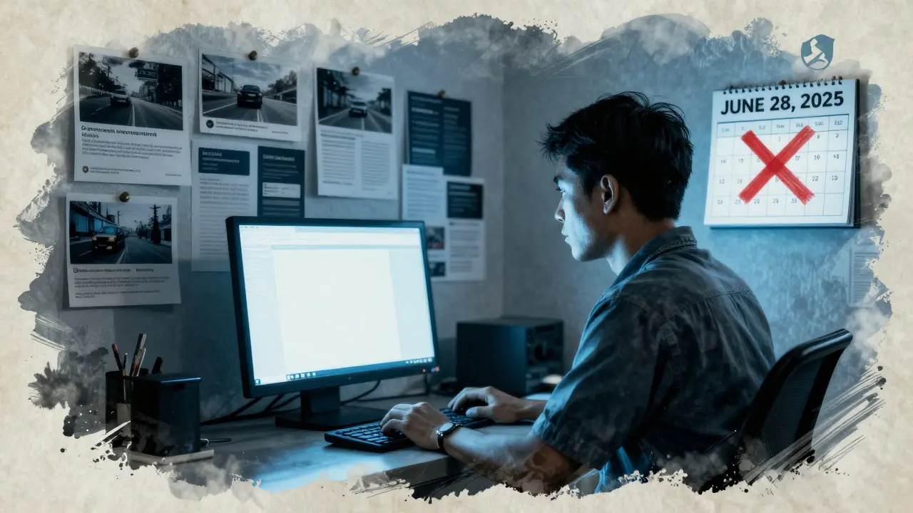 A trader in Chiang Mai facing a blank screen, surrounded by images of blocked crypto platforms and a licensed exchange logo.