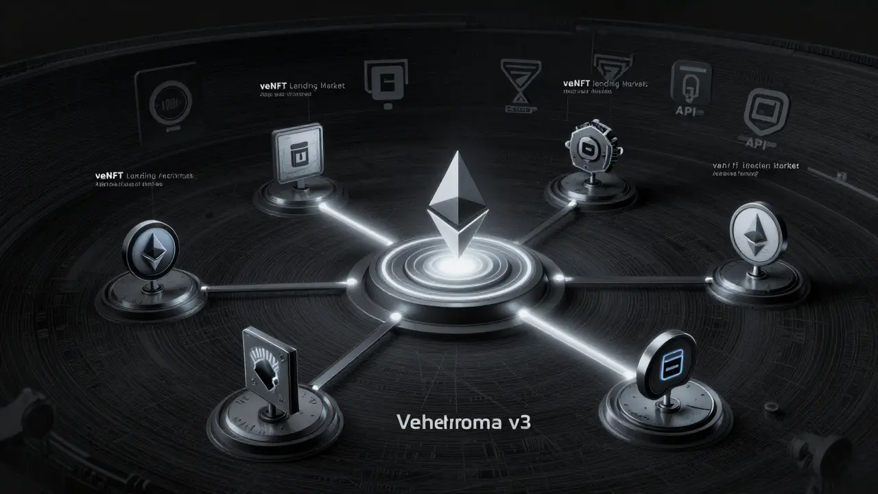 Velodrome v3 future roadmap showing veNFT lending and Ethereum integration hubs