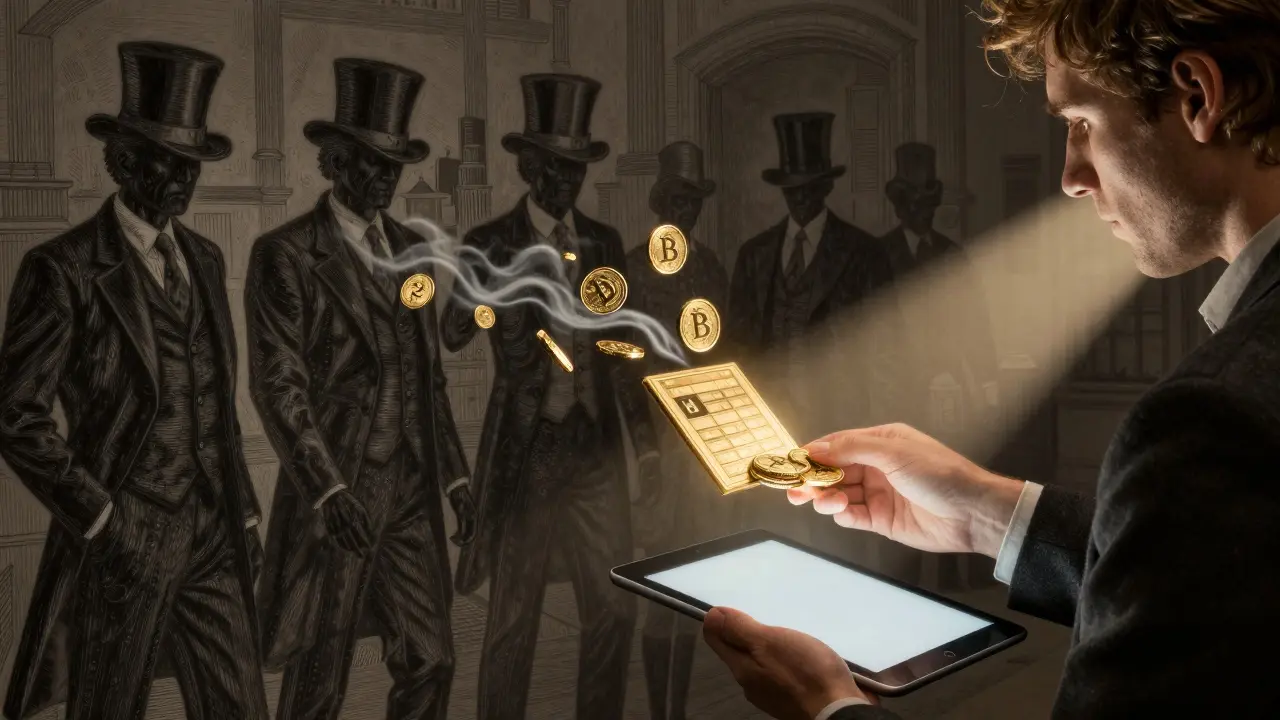 A musician receives direct payments from a blockchain ledger as old middlemen fade away.