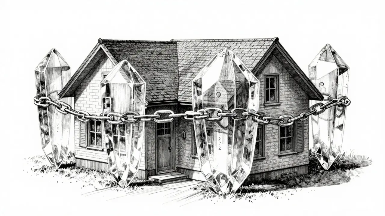 House protected by shielded chain links structure