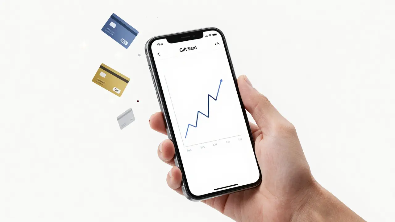 Etching illustration of a person using a crypto trading app on a smartphone.