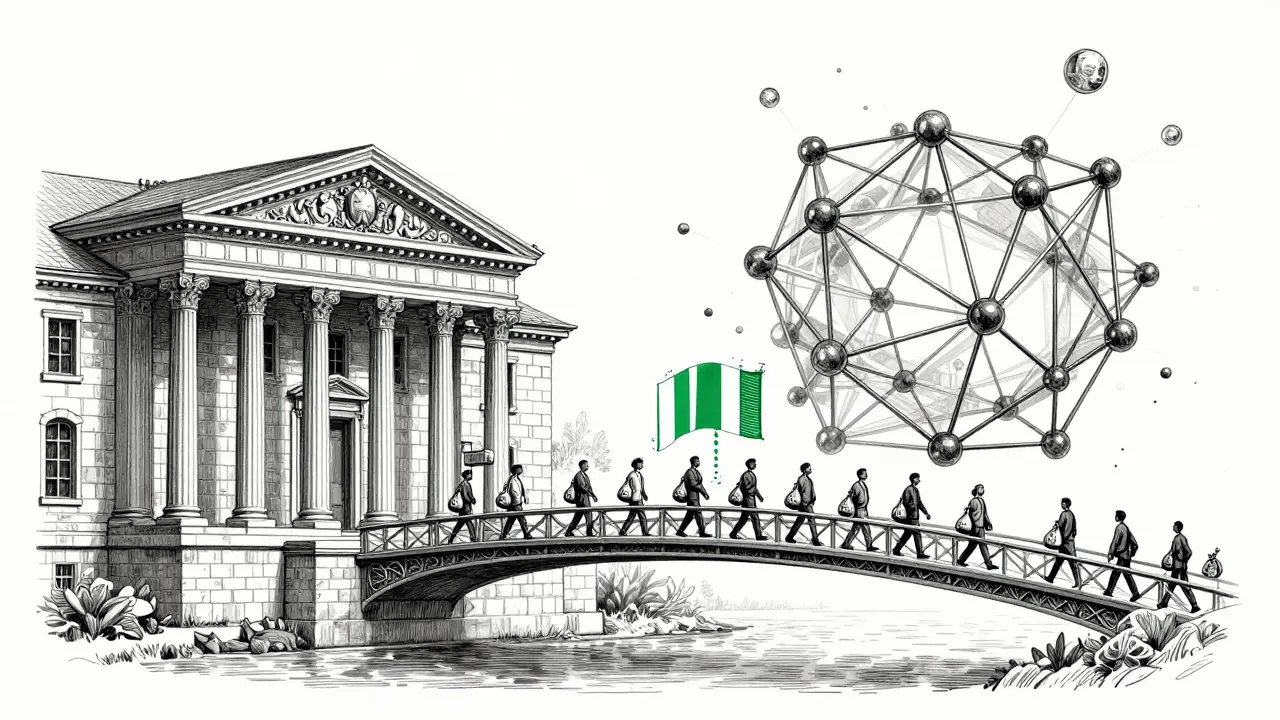 A bridge connecting traditional banking to blockchain infrastructure in Nigeria.