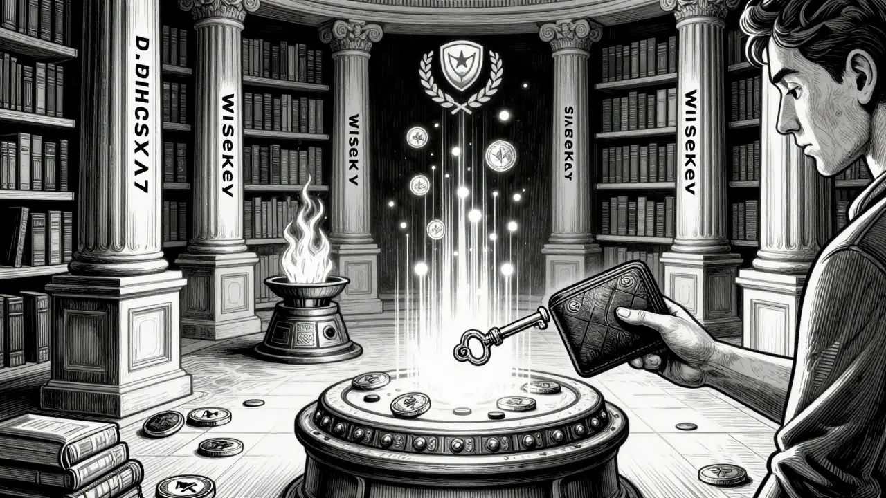 Etching of a secure digital archive with burning tokens and partnership pillars.