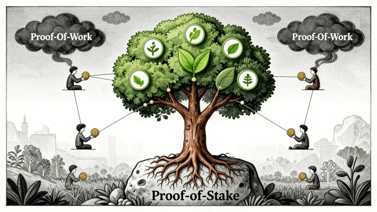 Etching of sustainable blockchain tree with automatic royalty connections