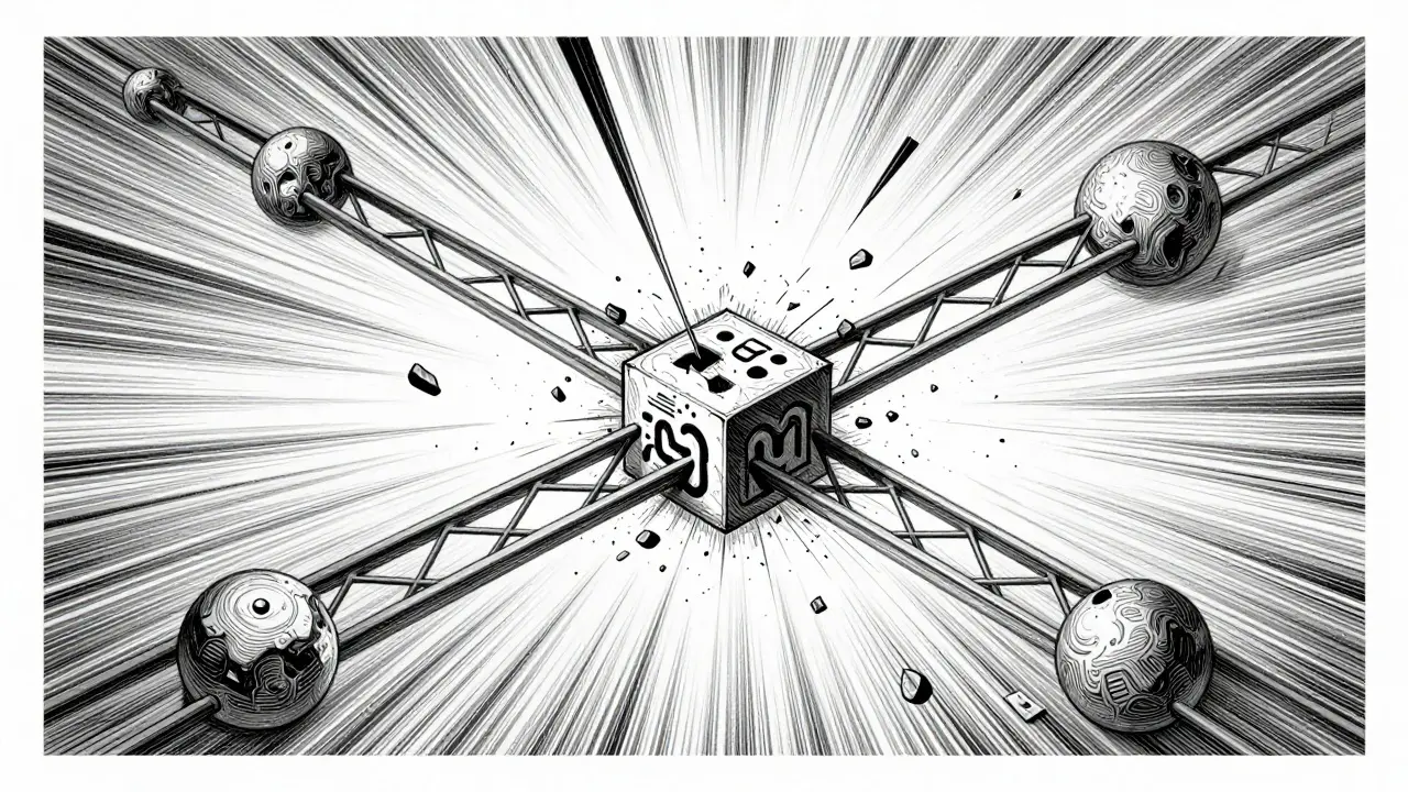 Chain reaction collapse in interconnected network nodes