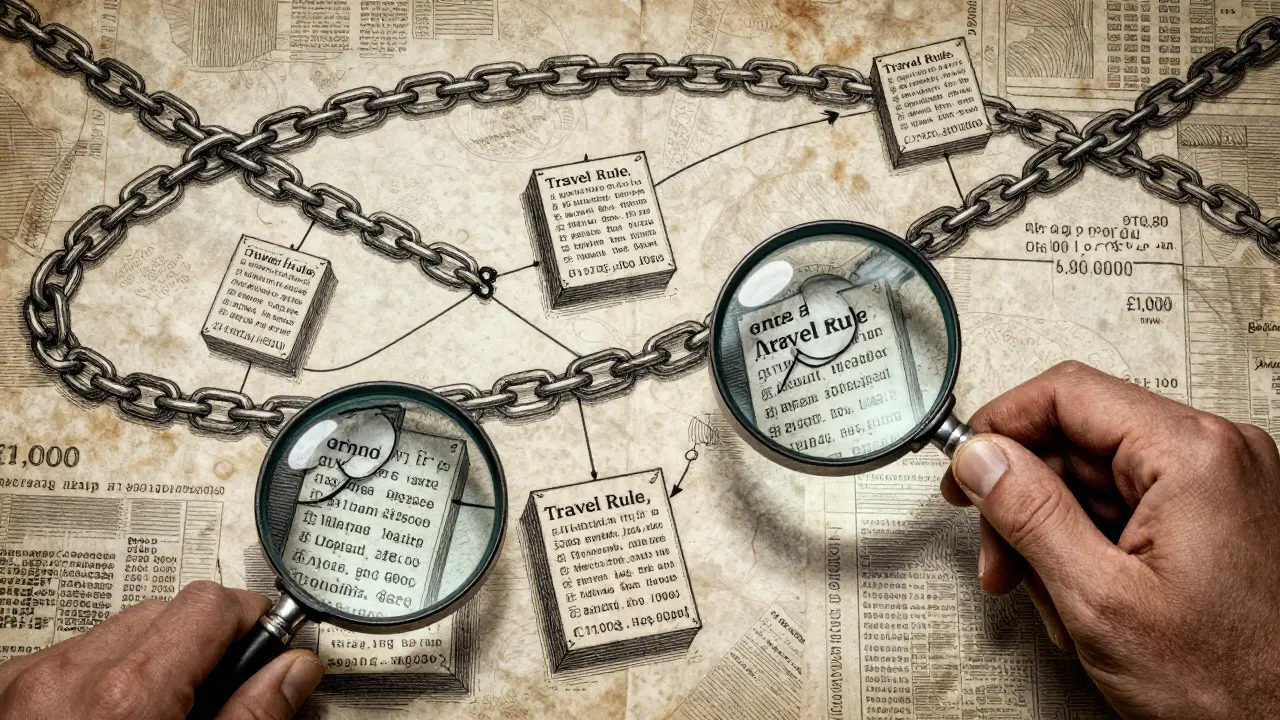 Detailed etching of blockchain chains under scrutiny for travel rule compliance