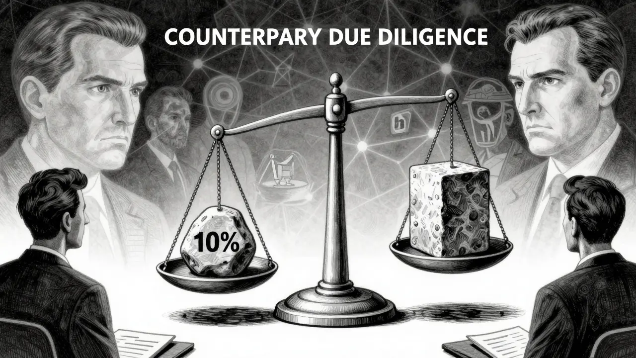 Etching showing scales balancing 10% ownership threshold and regulatory checks