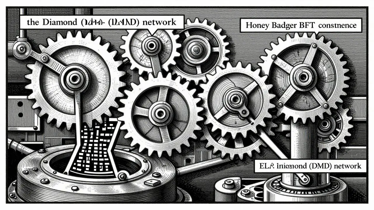 Intricate etching of gears representing DMD network tech upgrade