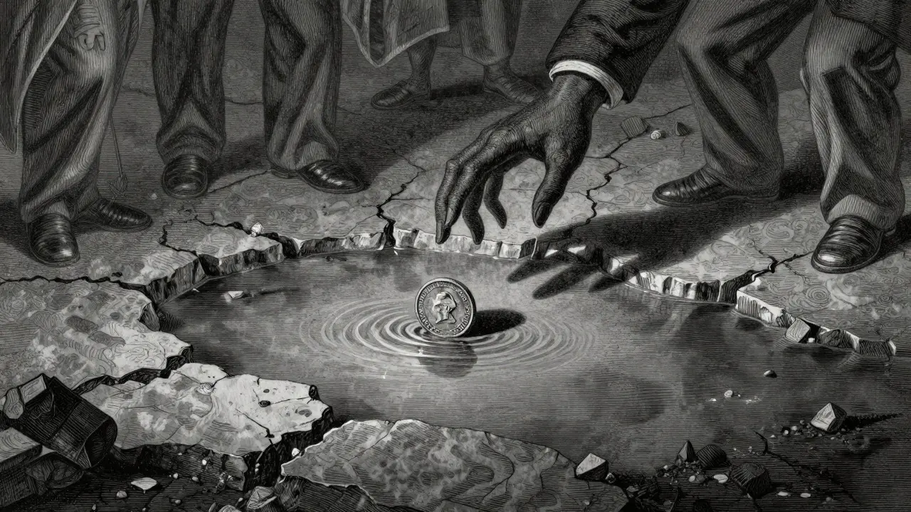 Shallow puddle with a coin symbolizing low liquidity and risk
