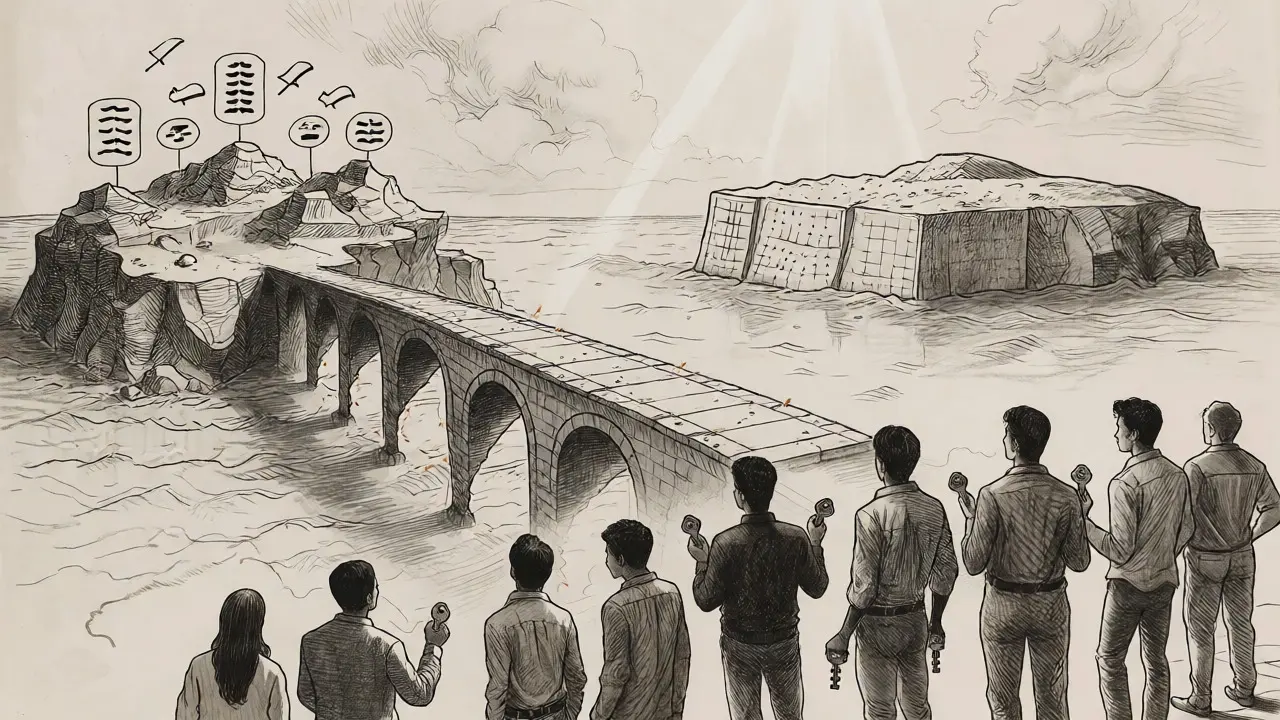 Conceptual etching showing a path from regulatory ambiguity to clarity