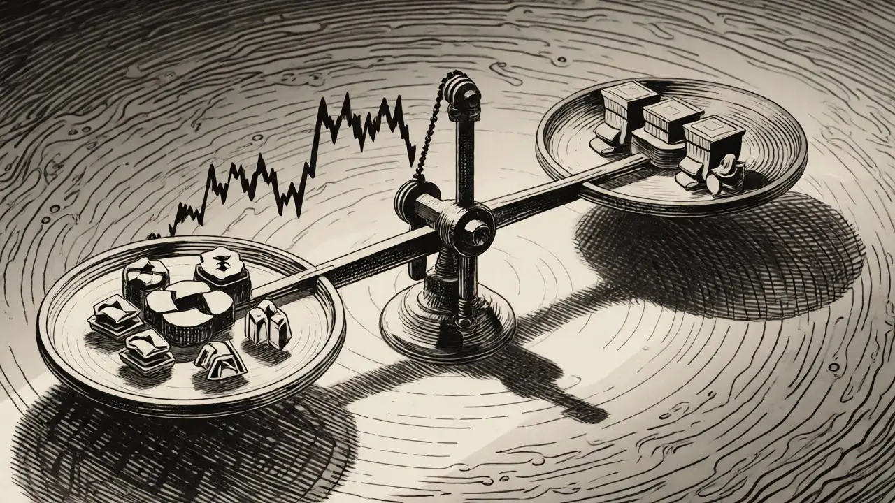 Etching of a balanced scale connecting decentralized and centralized exchanges.