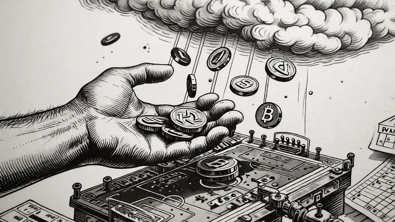 Illustration of hands catching digital tokens above a tactical soccer board.
