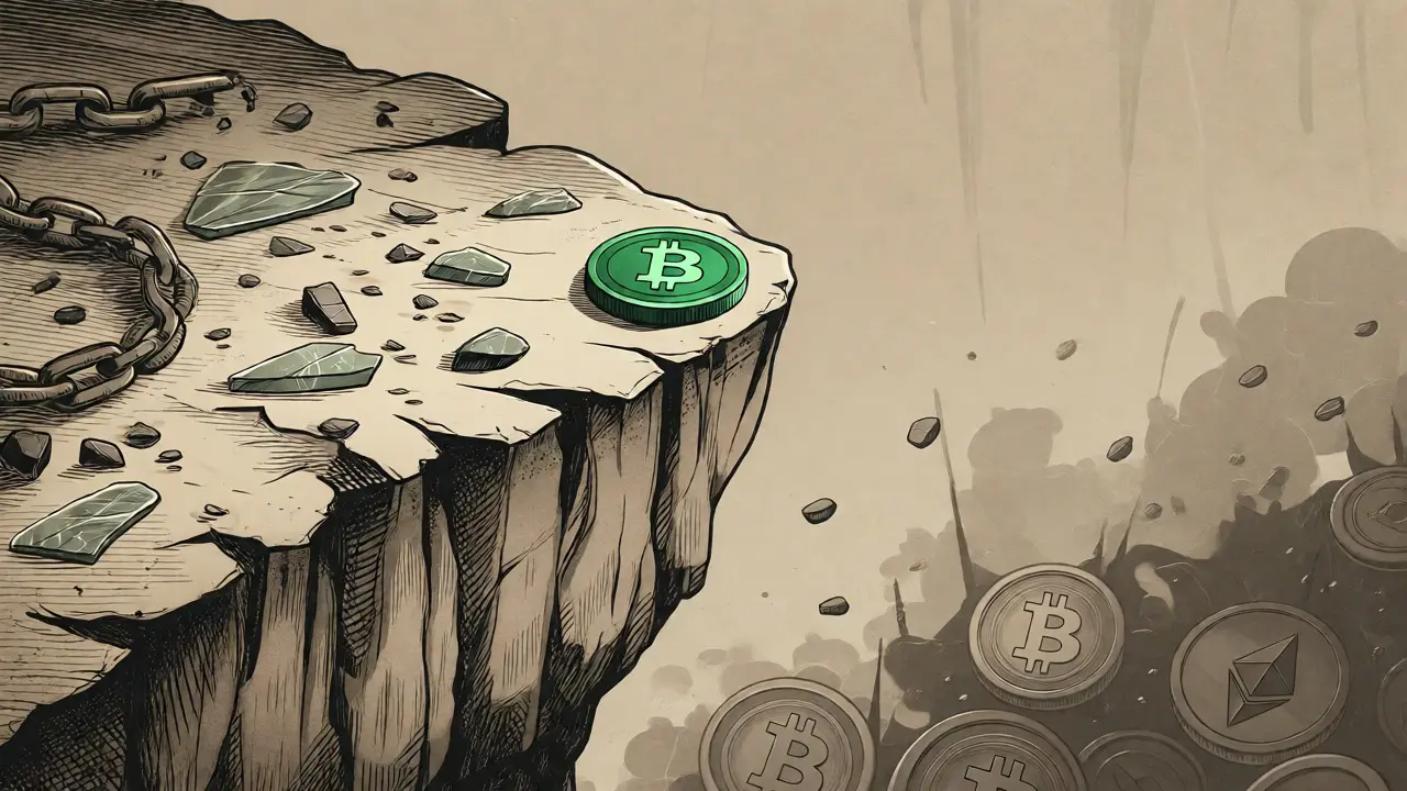 Small green token on edge of abyss